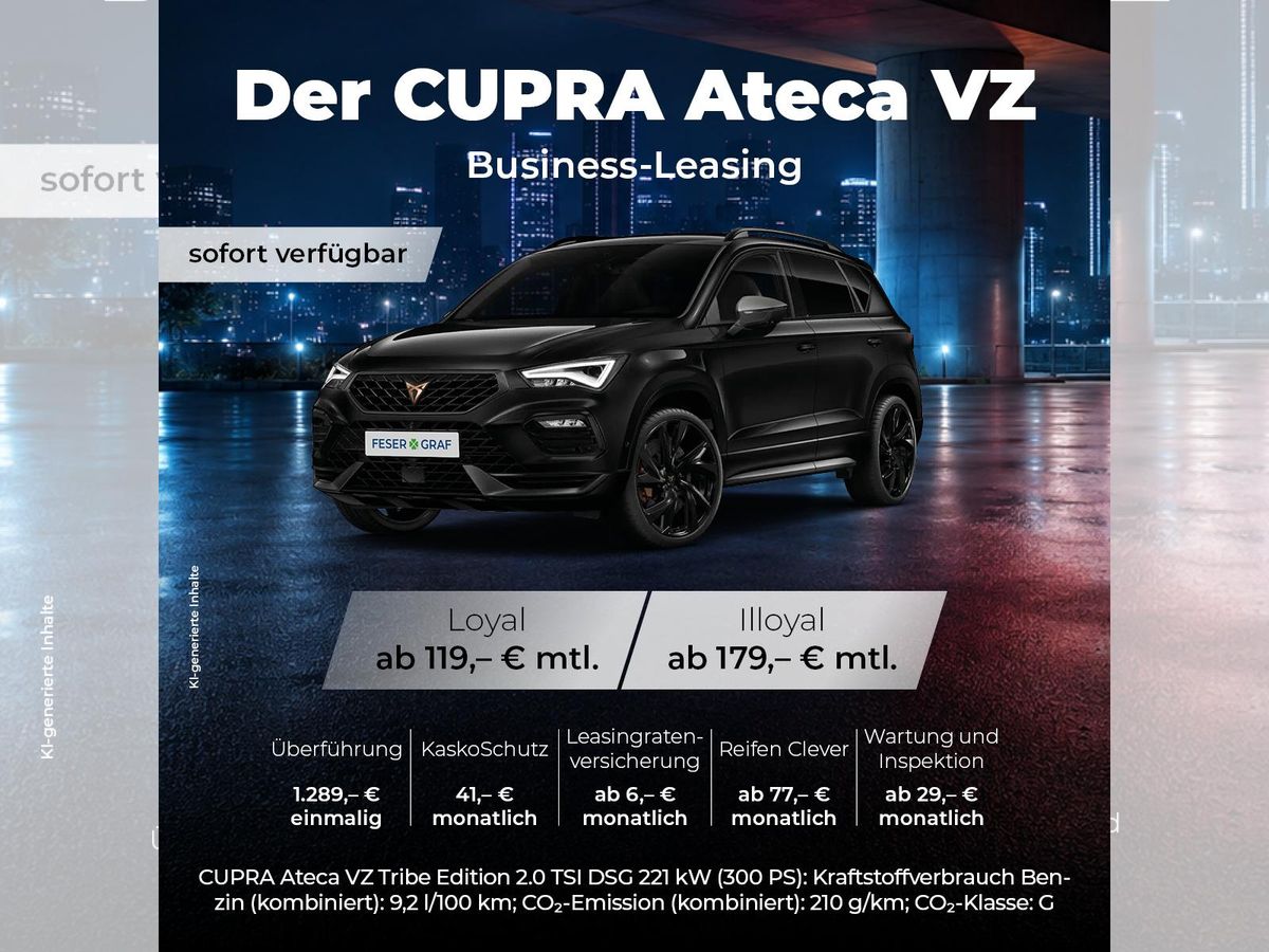 Cupra Ateca 2.0 TSI 221kW VZ Tribe Edition 🔥SOFORT VERFÜGBAR - ZULASSUNGSPFLICHT BIS 30.09.🔥 Leasing