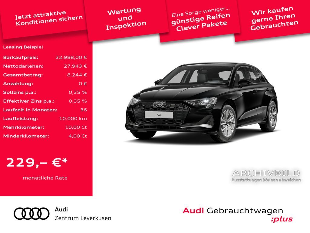 Audi A3 Sportback advanced NAVI VIRT AHK SHZ CARPLAY Leasing