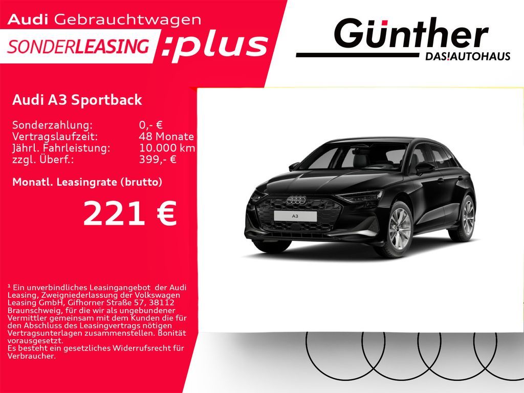 Audi A3 Sportback TFSI S TRONIC+WINTERRÄ+HEAD U+SONOS Leasing