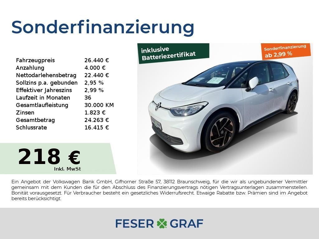 Volkswagen ID.3 Pro 58kWh LED/ACC/Navi/Kamera/CarPlay/Alarm Leasing