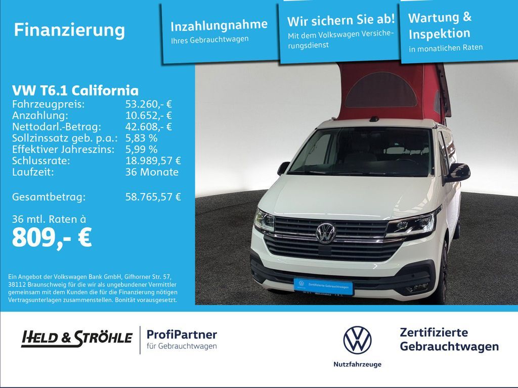 Volkswagen T6.1 California Beach TDI AHK LED NAVI STHZ KAM Leasing