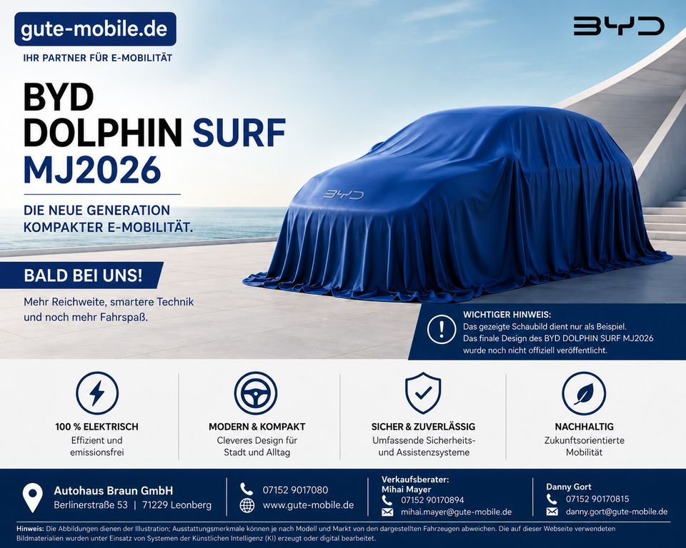 BYD Dolphin Surf MJ2026 Comfort | Bestellfahrzeug Leasing