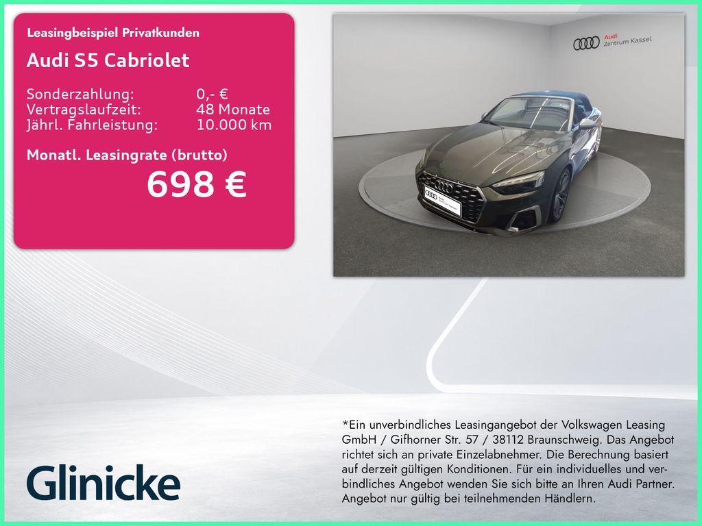 Audi S5 Cabriolet 3.0 TFSI quattro Laser B&O AHK 360° Leasing