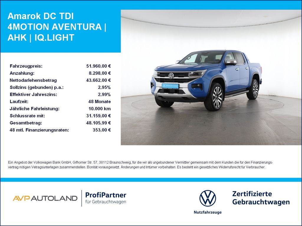 Volkswagen Amarok DC TDI 4MOTION AVENTURA | AHK | IQ.LIGHT Leasing