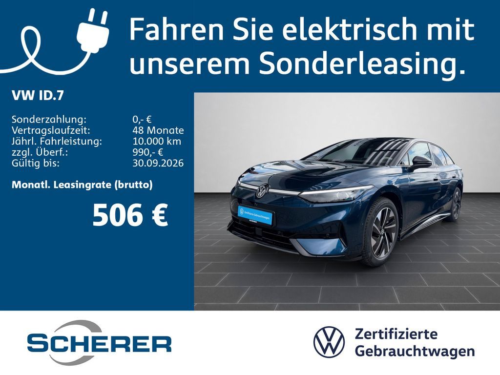 Volkswagen ID.7 Pro 82kWh SOH:100% AHK RFK NAVI MATRIX 5J.G Leasing