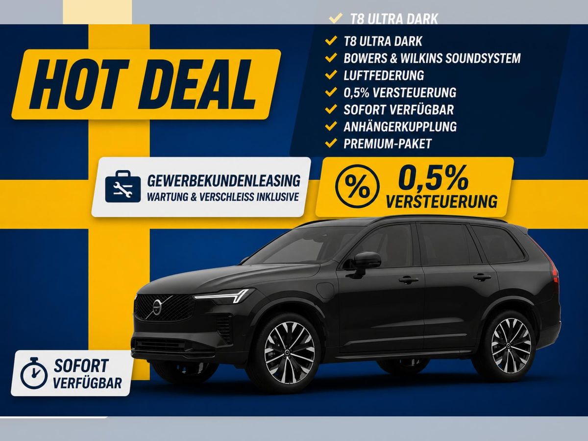 Volvo XC90 T8 PHEV AWD Ultra Dark *VOLLAUSSTATTUNG+SOFORT VERFÜGBAR* 🔵🟡 Leasing
