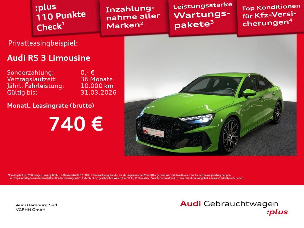 Audi RS 3 Limousine TFSI qu. SCHALENSITZE/280/CARBON Leasing