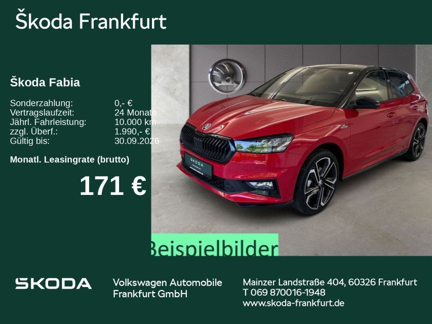 Skoda Fabia Monte Carlo 1,0 TSI DSG Fahrassistenz/ Win Leasing