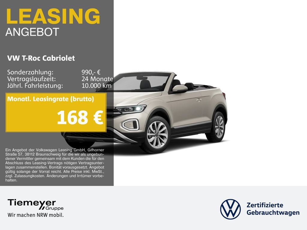 Volkswagen T-Roc Cabrio 1.5 TSI STYLE ST.HEIZ KAMERA KEYLES Leasing