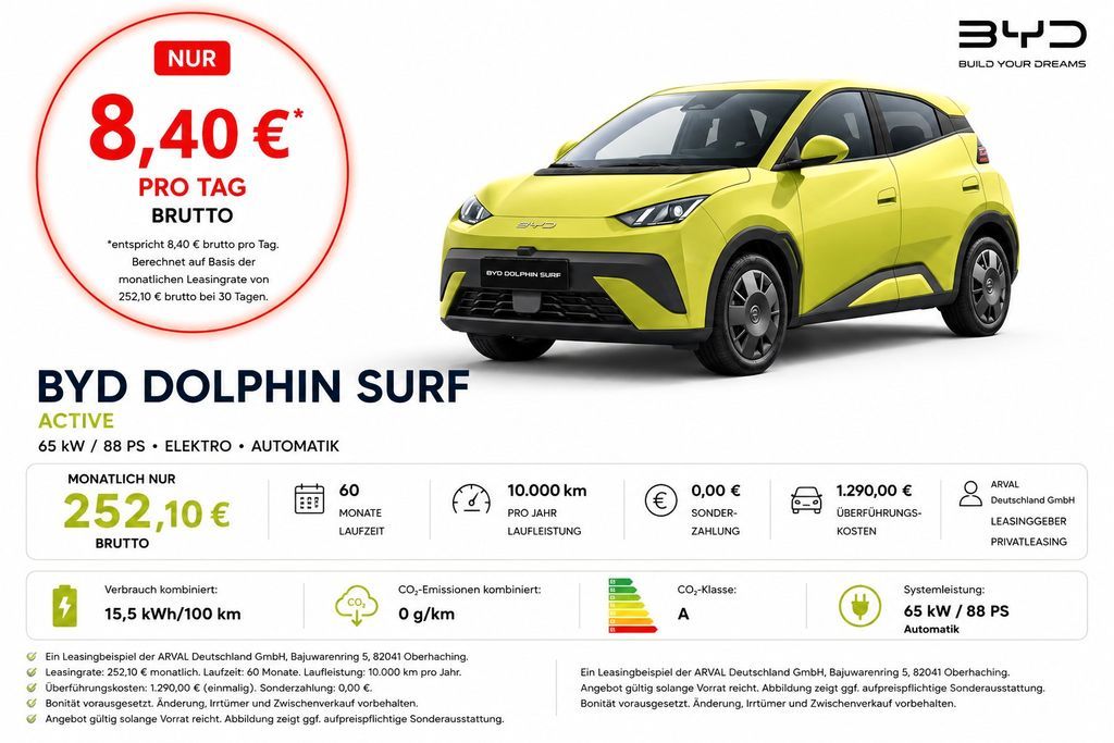 BYD DOLPHIN SURF Active I Navi I ISOFIX I Rückfahrka Leasing
