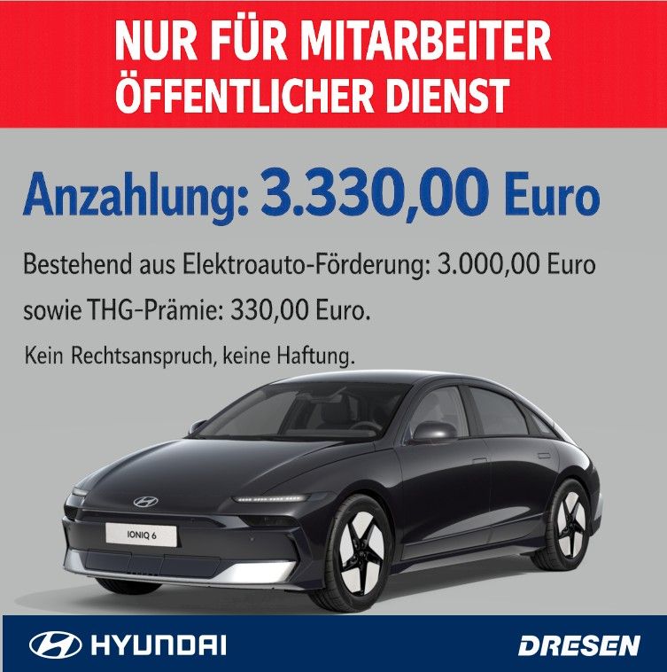Hyundai Hyundai IONIQ 6**NUR FÜR ÖFFENTL.DIENST** I 63 kWh I Sitzheizung I Navi I Lenkradheizung I LED Leasing