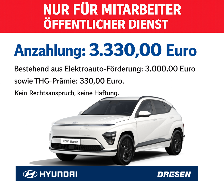 Hyundai Hyundai Kona Elektro Select**NUR FÜR ÖFFENTL.DIENST** I Navi I 49 kWh I LED I Rückfahrkamera I Spurhalteassistent Leasing