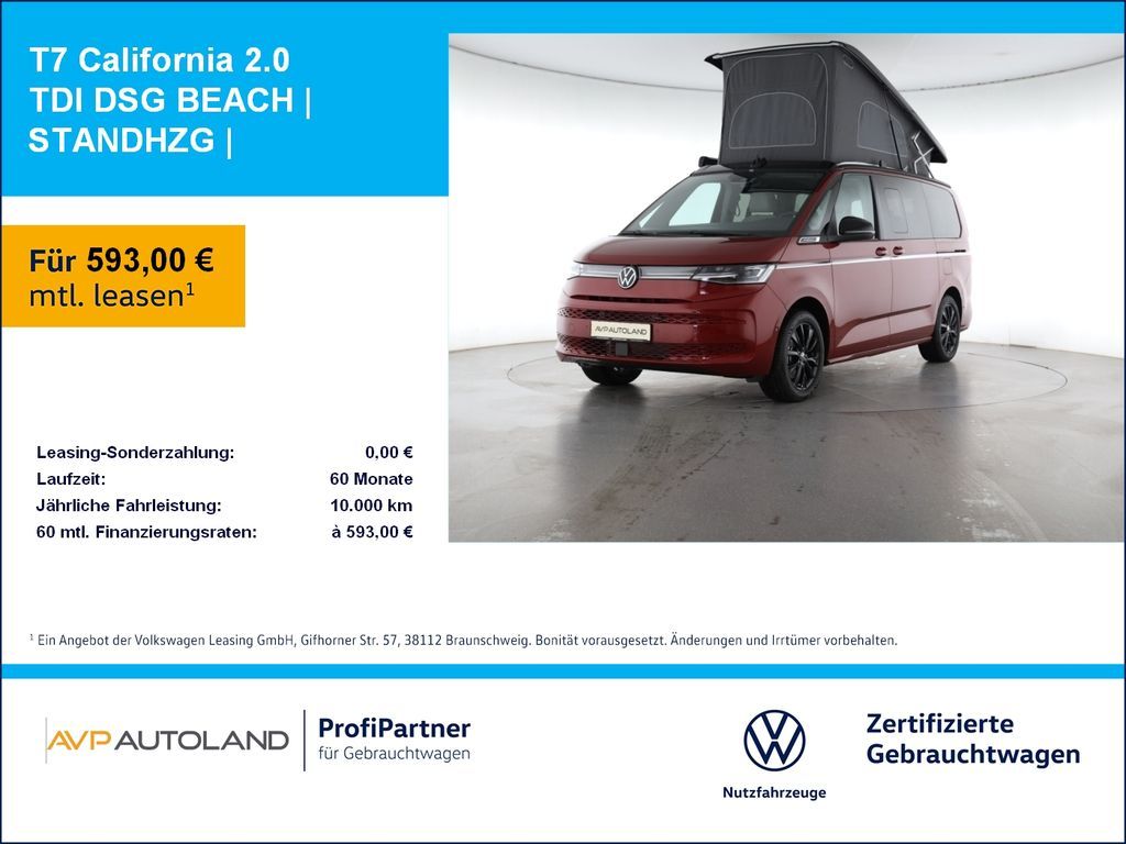 Volkswagen T7 California 2.0 TDI DSG BEACH | STANDHZG | Leasing