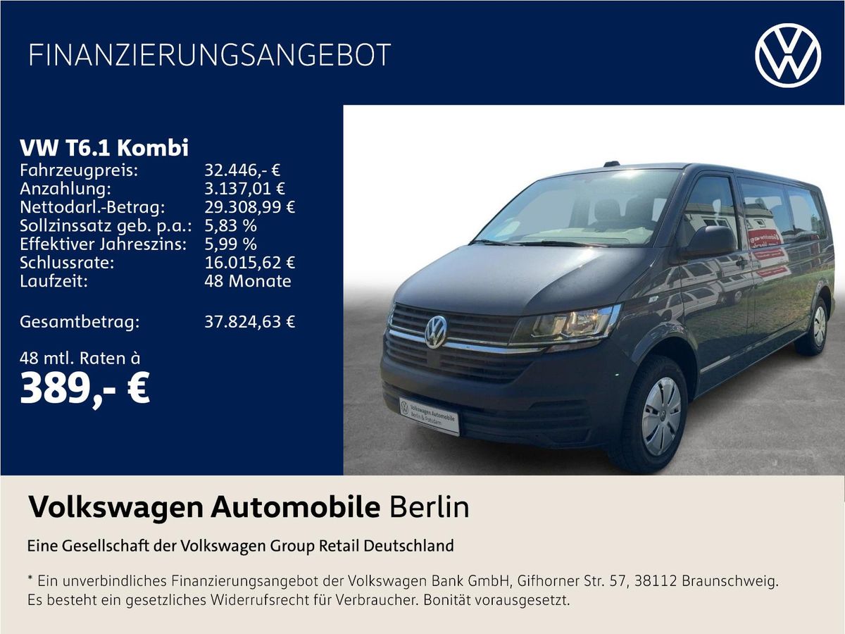 Volkswagen T6.1 Kombi 2.0 TDI L2H1 Navi Klima PDC Leasing