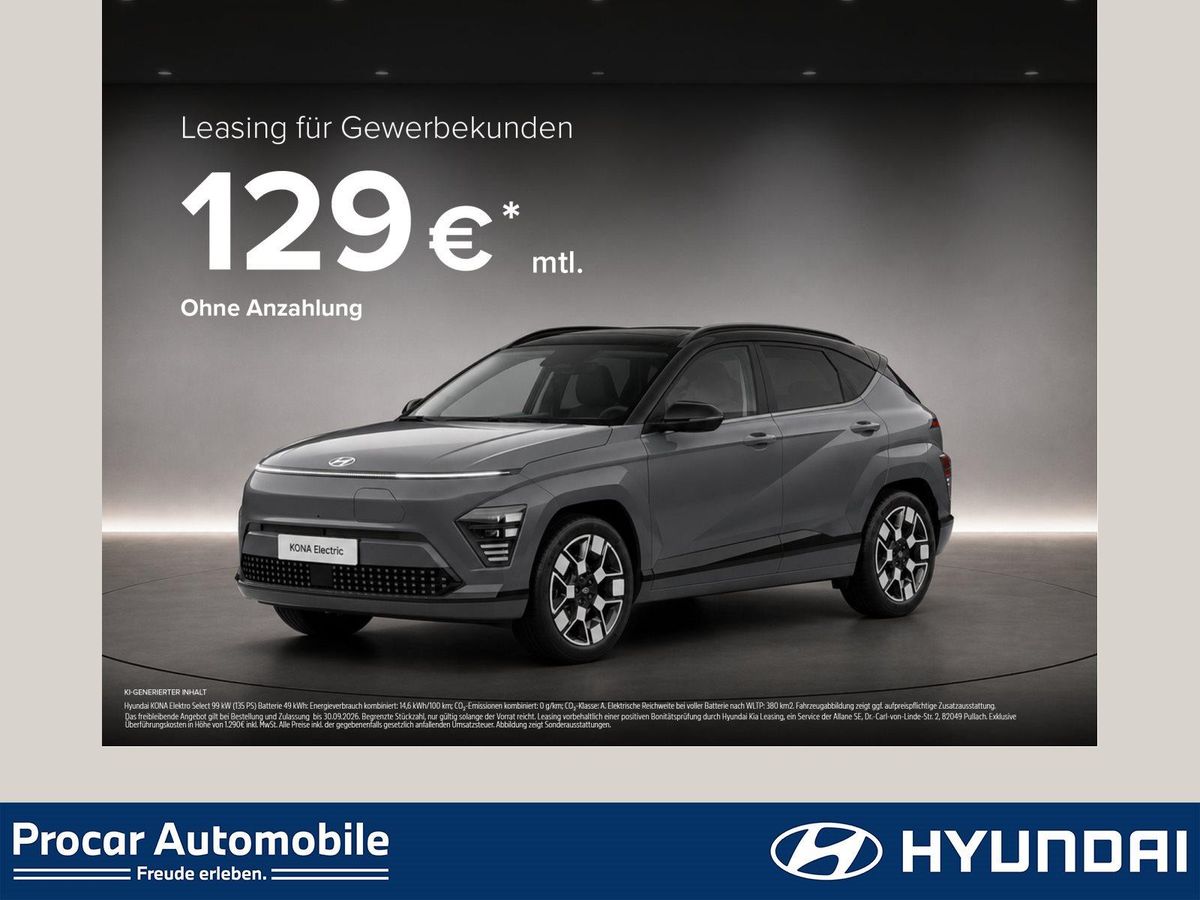 Hyundai KONA Kona Select Elektro 2WD ACC NAVI LED PDC V+H LM Leasing