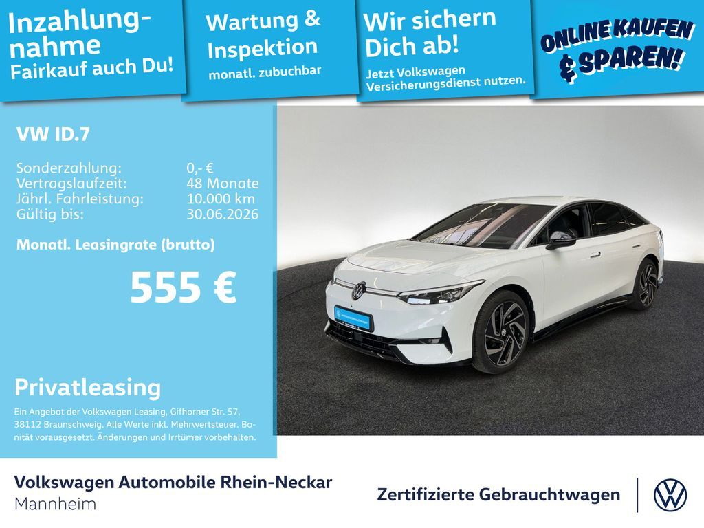 Volkswagen ID.7 Pro 210kW GAR 2030 Navi AHK Kamera uvm Leasing