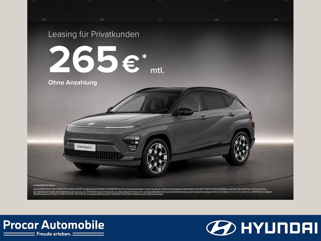 Hyundai Kona Select Elektro 2WD ACC RFK NAVI LED DAB LM Leasing