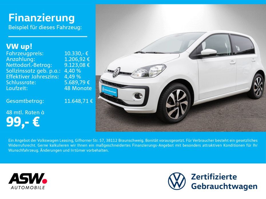 Volkswagen up! ACTIVE 1.0 MPI 5-Gang Klima RFK PDC SHZ Leasing