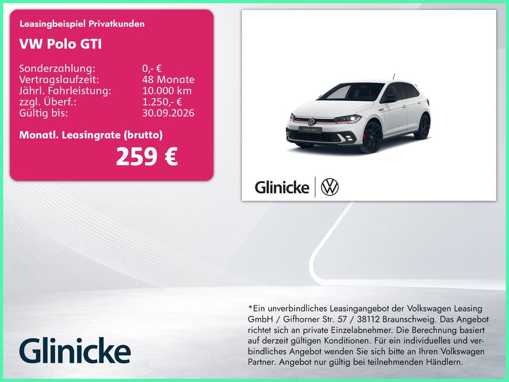 Volkswagen Polo GTI 2,0 l TSI 152kW 7-Gang-DSG*Matrix*RFK Leasing
