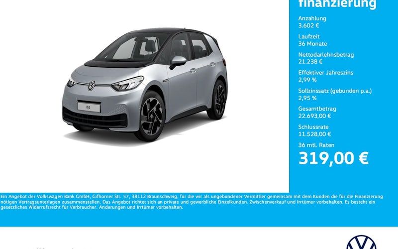 Volkswagen Id3-neo Pro Performance 58 KWh 150 KW Pro 5dr Auto kaufen