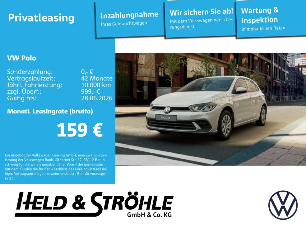 Volkswagen Polo Life 1.0l 80PS Privatleasing ab 159€ Brutto Leasing