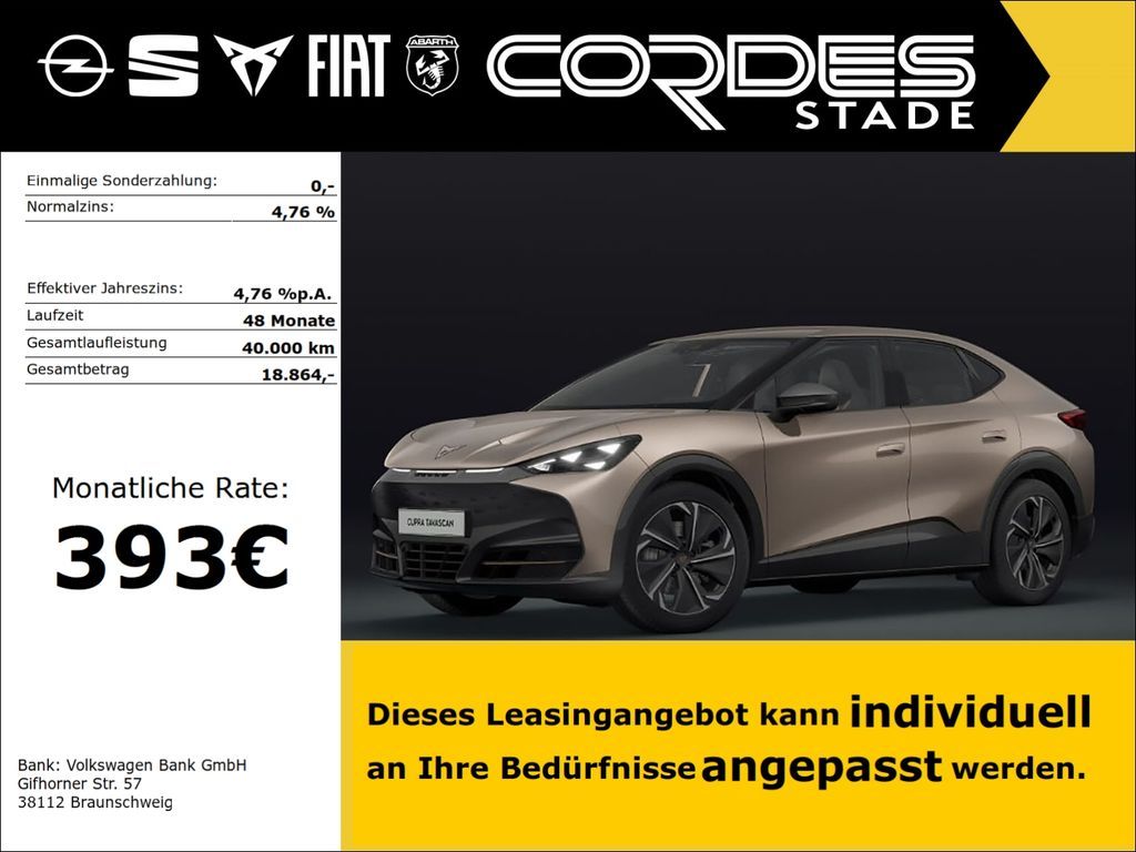 Cupra Tavascan CUPRA VZ 4Drive 250 kW (340 PS) 393 € o Leasing