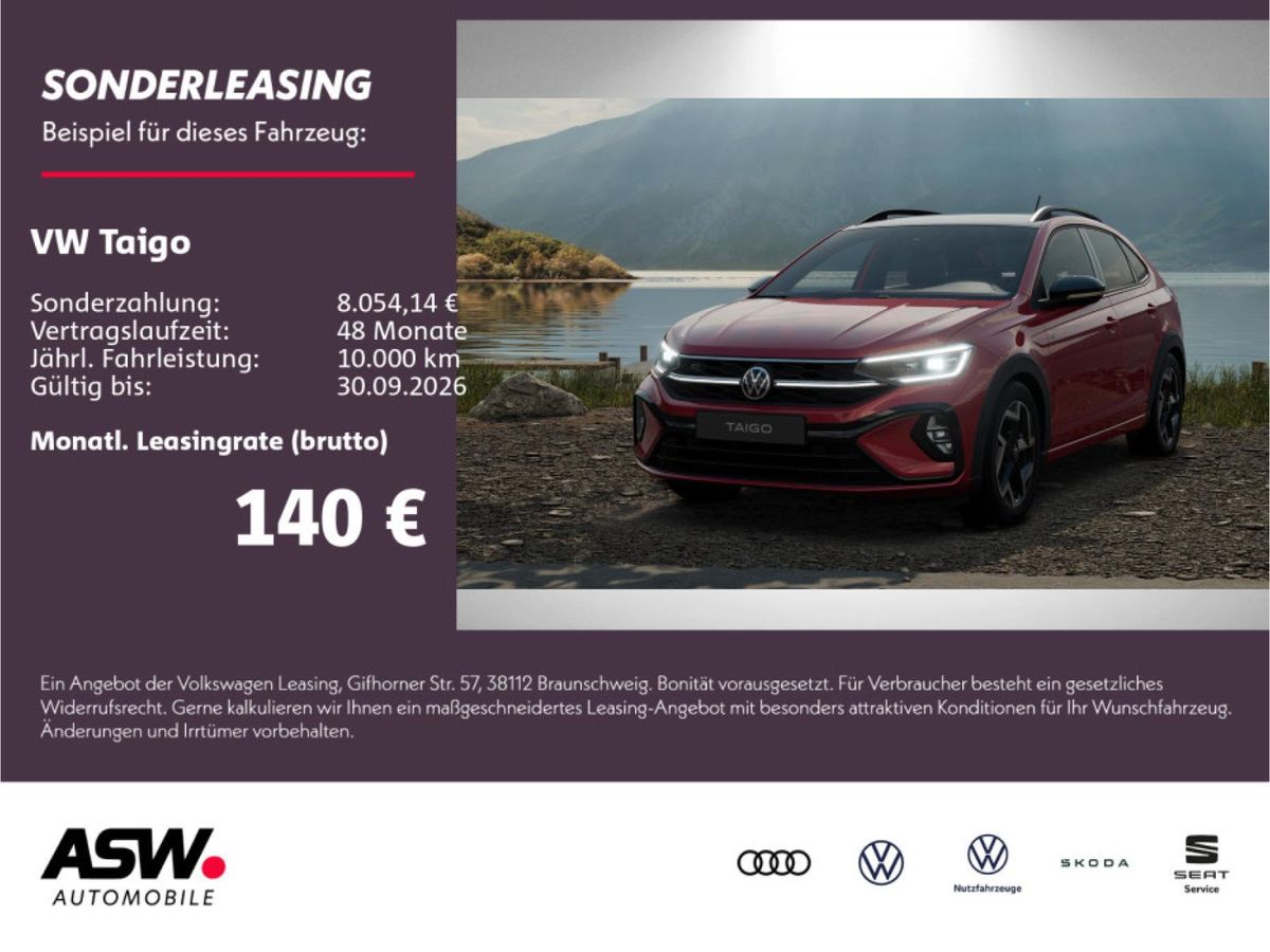 Volkswagen Taigo R-Line 1.0 TSI 7-GANG-DSG AHK ACC Rückfahrkamera ***SOFORT VERFÜGBAR*** Leasing