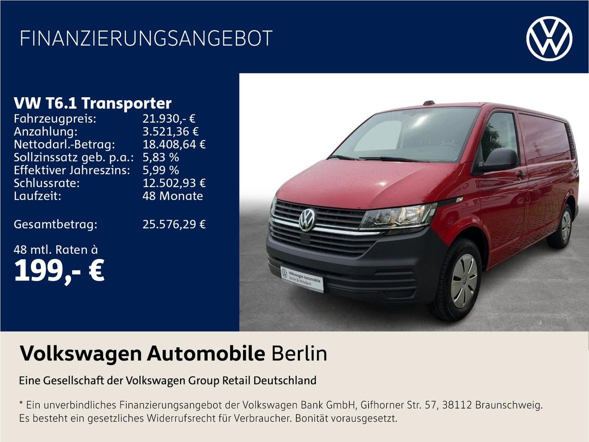 Volkswagen T6.1 Kasten L1H1 2.0 TDI Navi SHZ PDC Leasing
