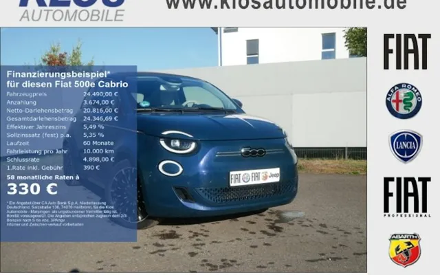 Fiat 500-elektro (RED) Cabrio 42 KWh 2dr