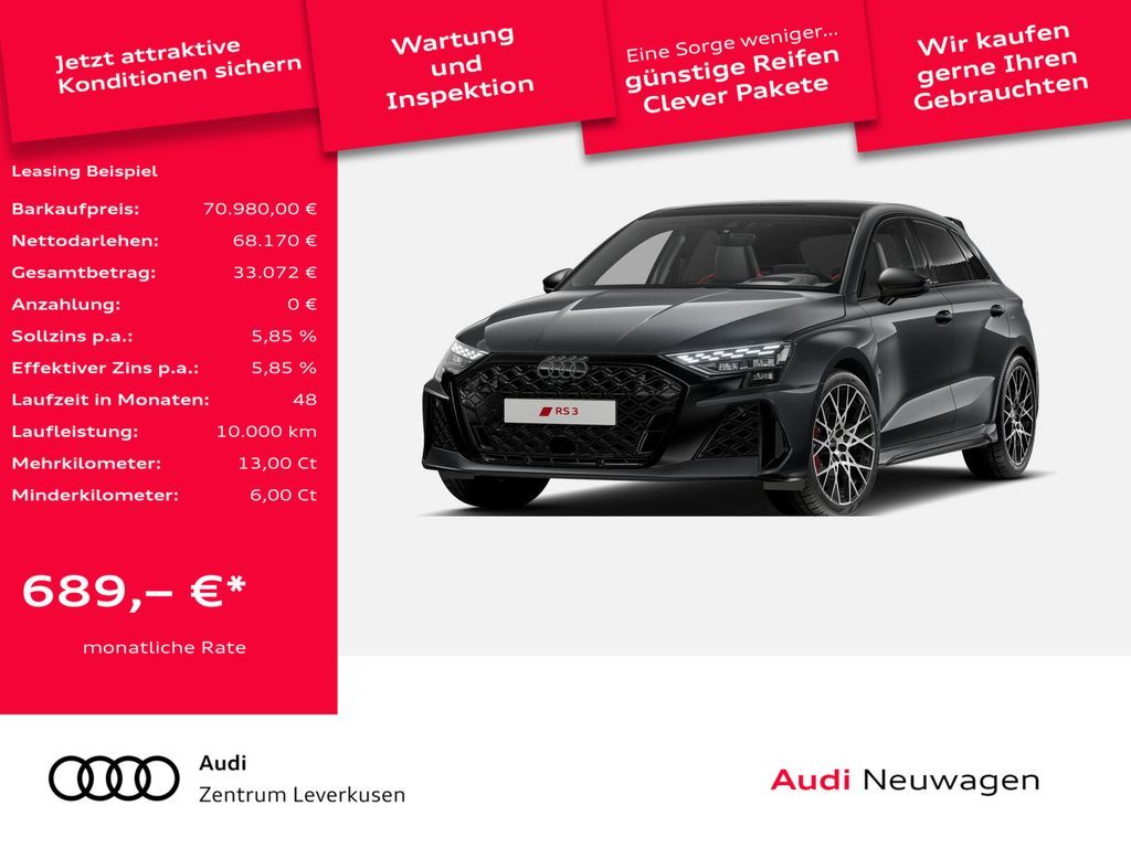 Audi RS3 MATRIX LEDER-WABE CARBONSPOILER NAVI VIRT PD Leasing