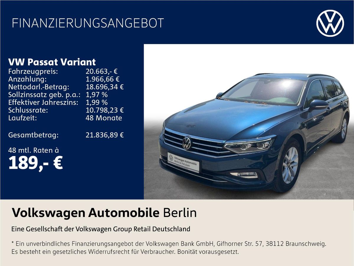 Volkswagen Passat Variant 2.0 TDI DSG Business Navu LED SHZ Leasing