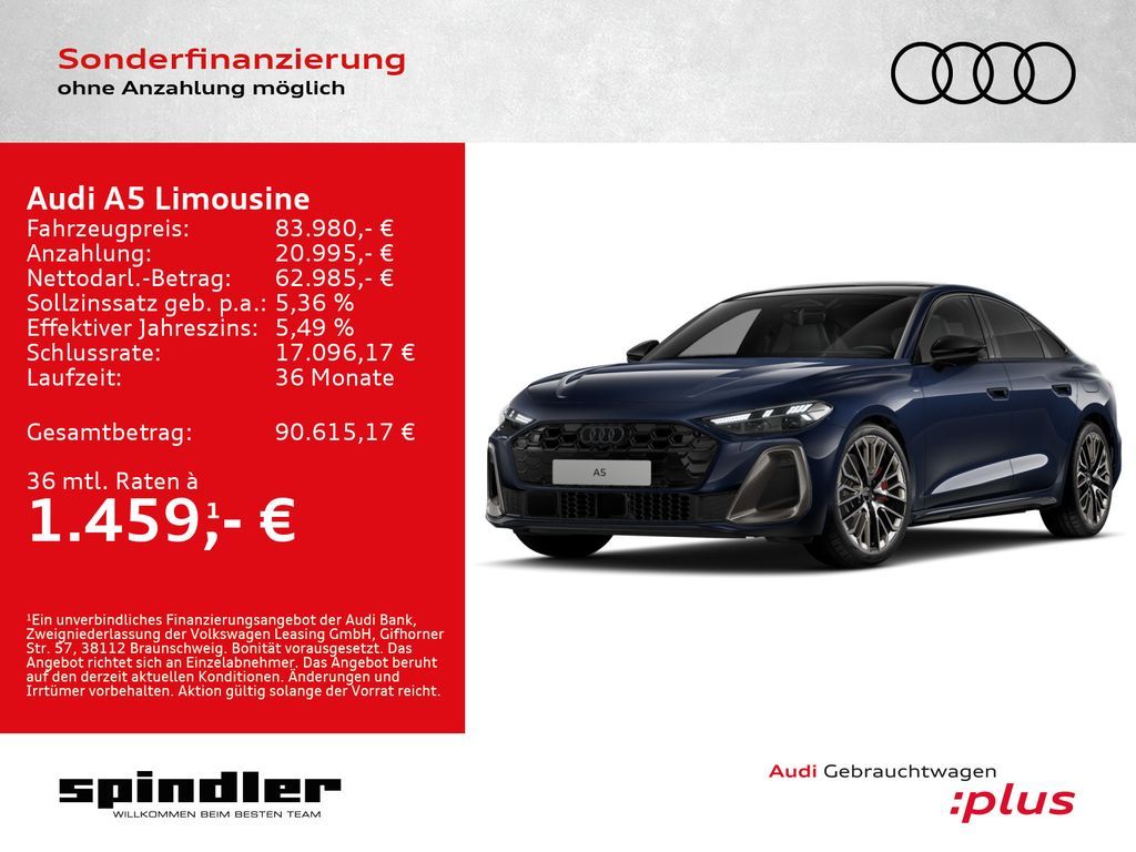 Audi A5 Limousine e-hybrid edition one quattro / Pano Leasing