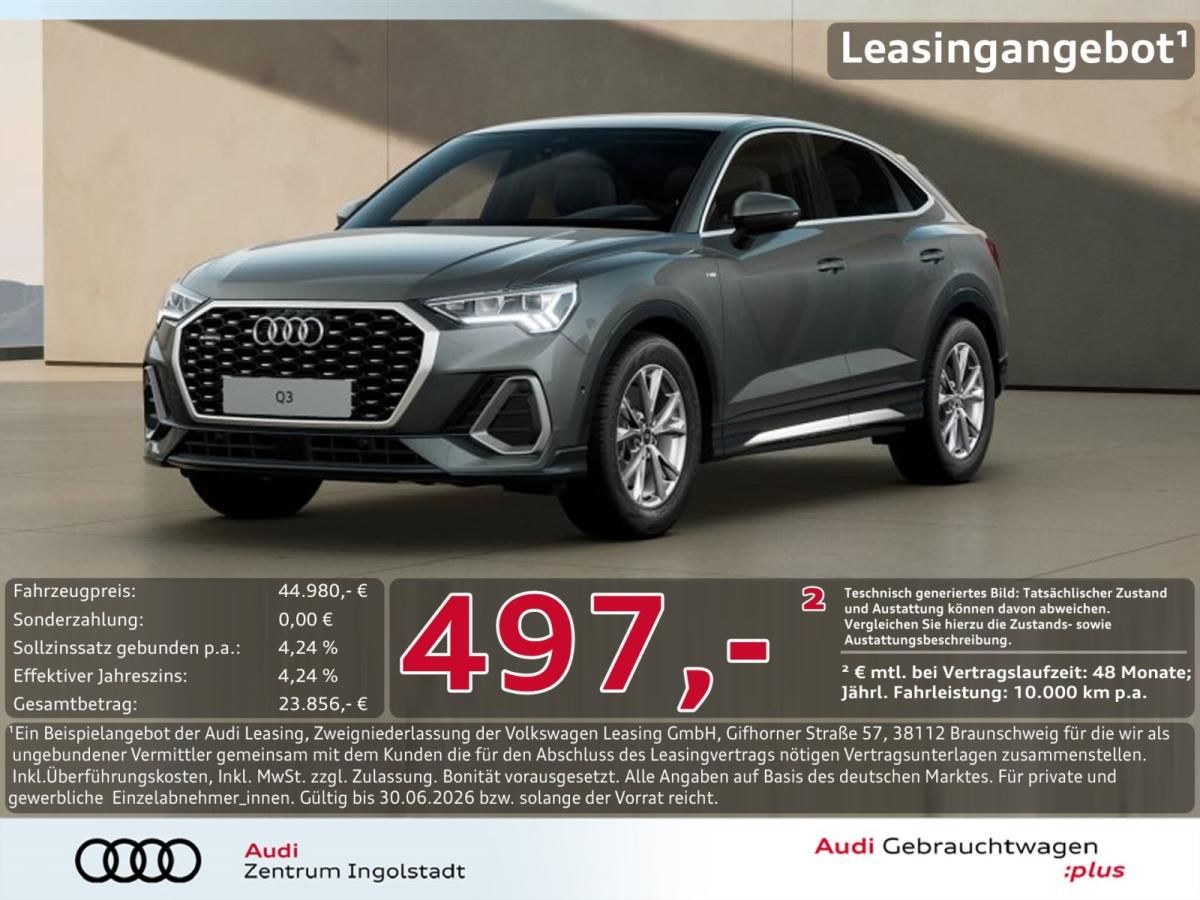Audi Q3 Sportback 40 TDI qu S line LED Kamera ACC 18 Leasing