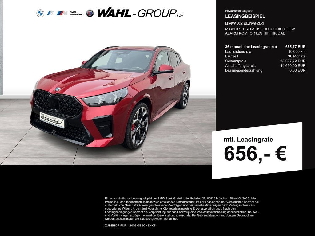 BMW X2 sDrive20d M SPORT PRO AHK HUD ICONIC GLOW  AL Leasing