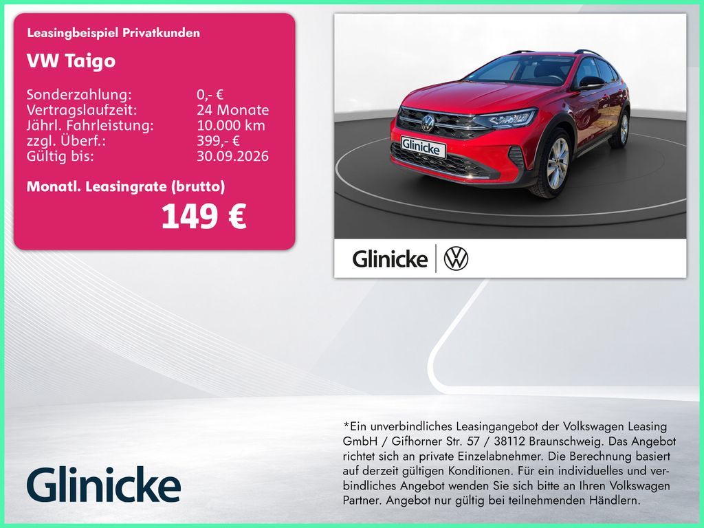 Volkswagen Taigo 1.0 TSI Navi AHK SiHz Carplay ACC Leasing