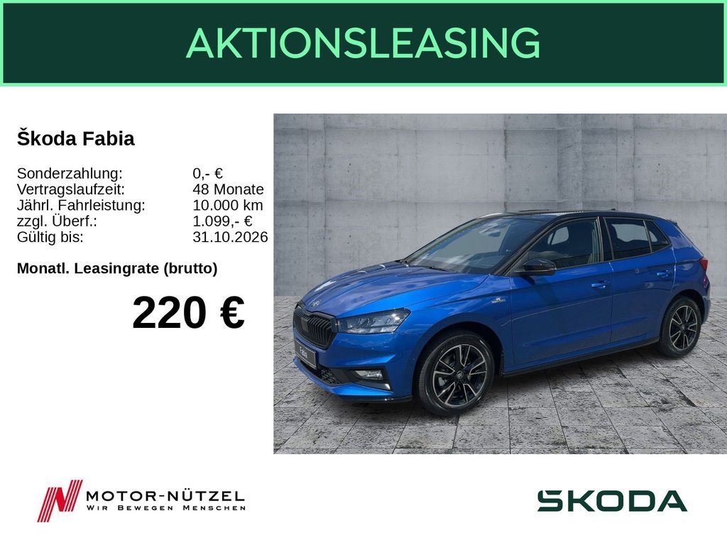 Skoda Fabia 1.0 TSI Monte Carlo RFK PDC SHZ MUFO LED Leasing