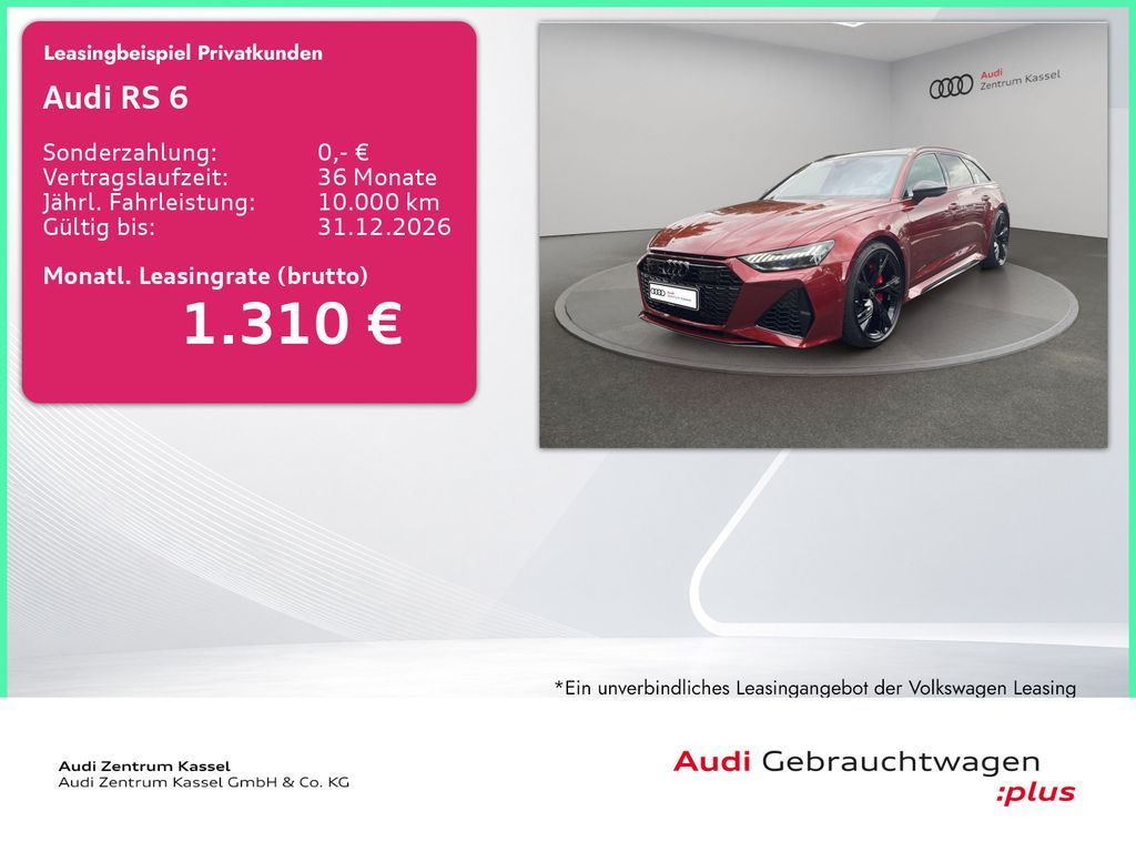 Audi RS 6 Av 4.0 TFSI qu. Laser B&O Pano HuD AHK 360° Leasing