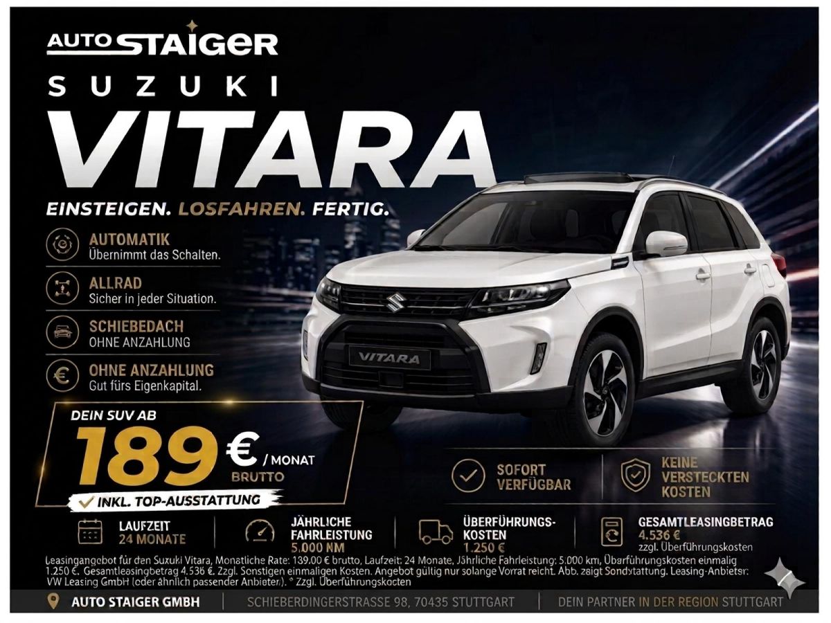 Suzuki Vitara Comfort+🔥Allrad🚗Automatik🔥Vollausstattung🔥 Leasing