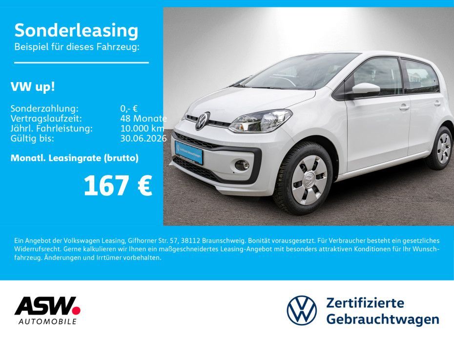 Volkswagen up! move up!1,0 MPI KLIMA RFK PDC SHZ Leasing