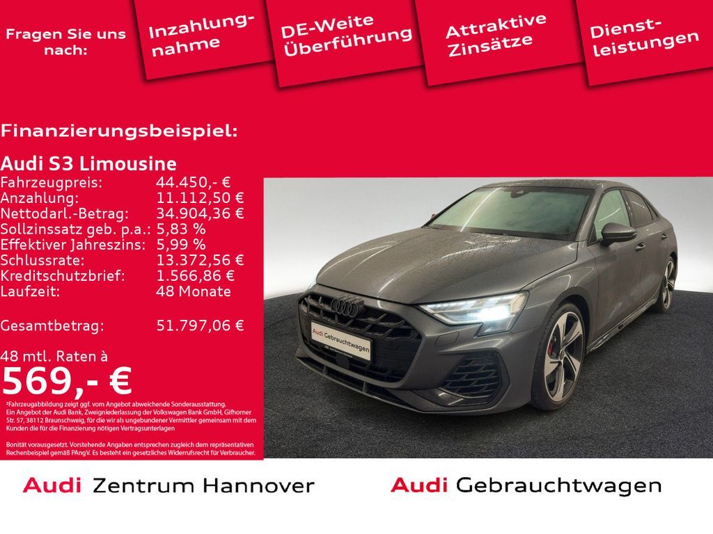 Audi S3 Limousine 2.0 TFSI Pano SONOS Kamera Navi LED Leasing