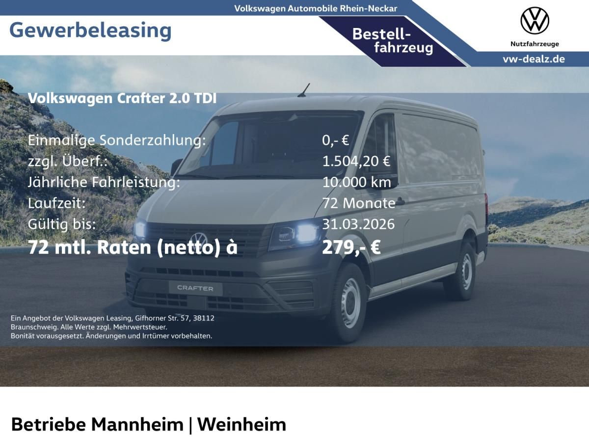 Volkswagen Crafter 35 Kasten 2.0 TDI DAB PDC Lane-Assist Leasing