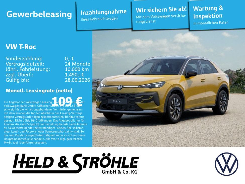 Volkswagen T-Roc Style Gewerbeleasing Leasing
