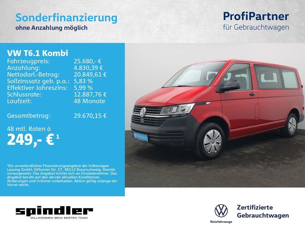 Volkswagen T6.1 Kombi / 5-Sitze, Bluetooth, Klima, Isofix Leasing