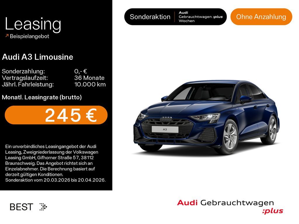Audi A3 Limousine 35 TFSI S-LINE*NAVI-PLUS*AHK*OPTIK- Leasing