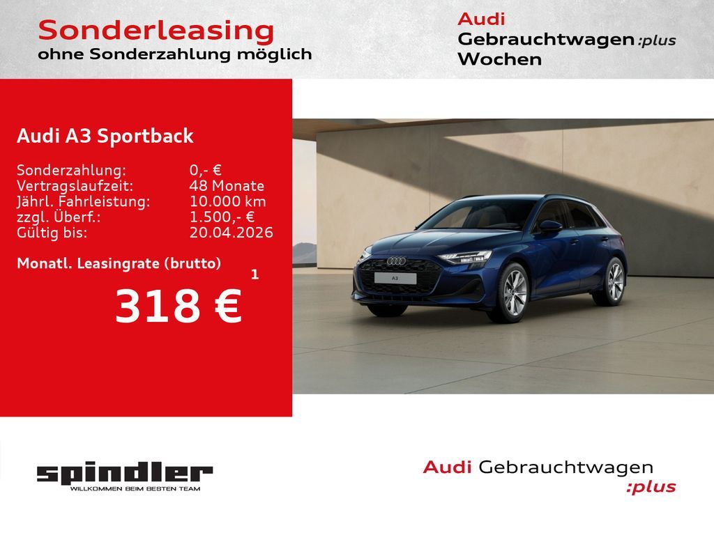 Audi A3 Sportback 40 TFSIe S-tronic / Navi+, LED, AHK Leasing