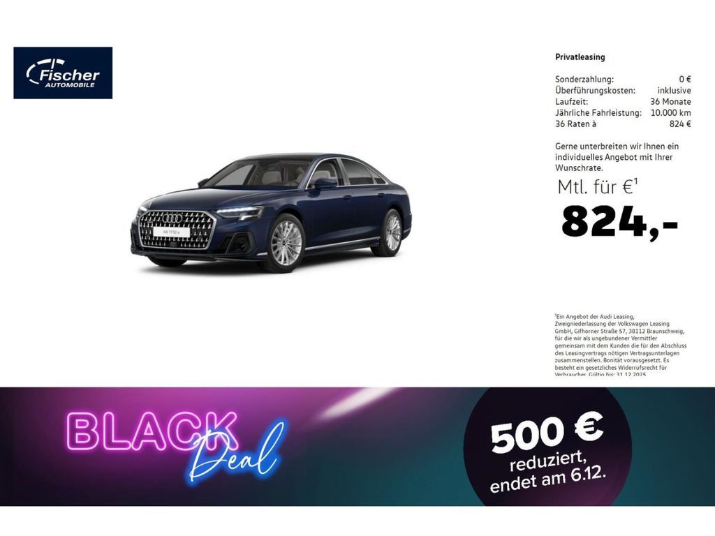 Audi A8 60 TFSI e quattro P-Dach/19''/360/HUD/B&O Leasing