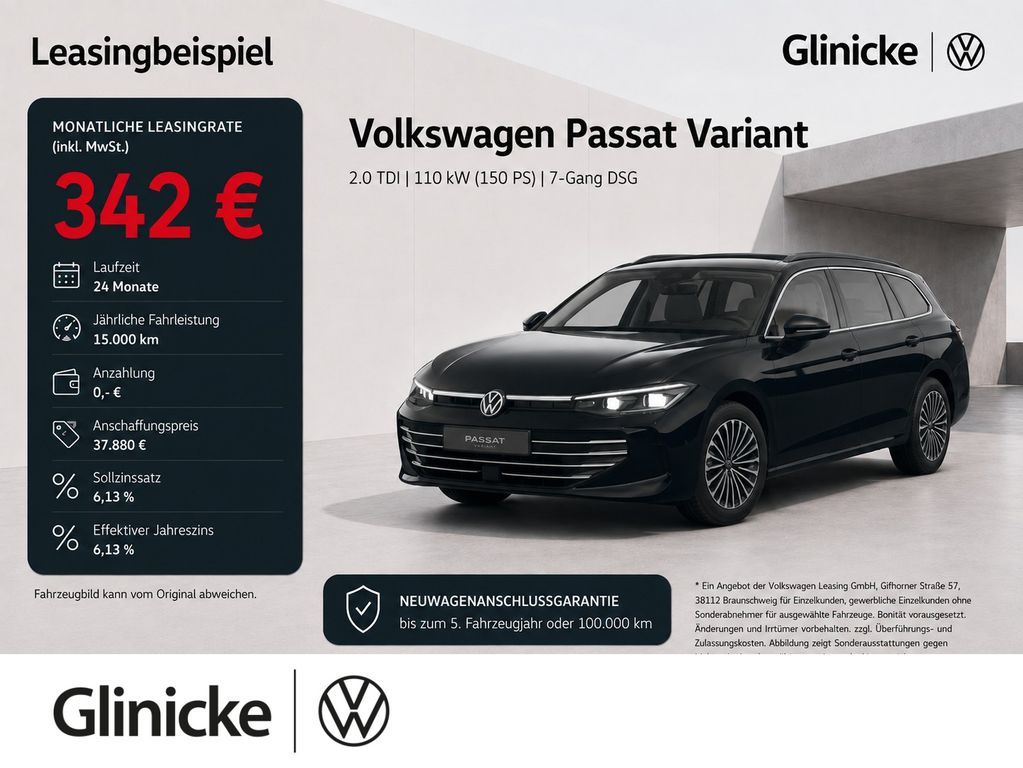Volkswagen Passat Variant 2.0 TDI Elegance AHK DCC Head-up! Leasing