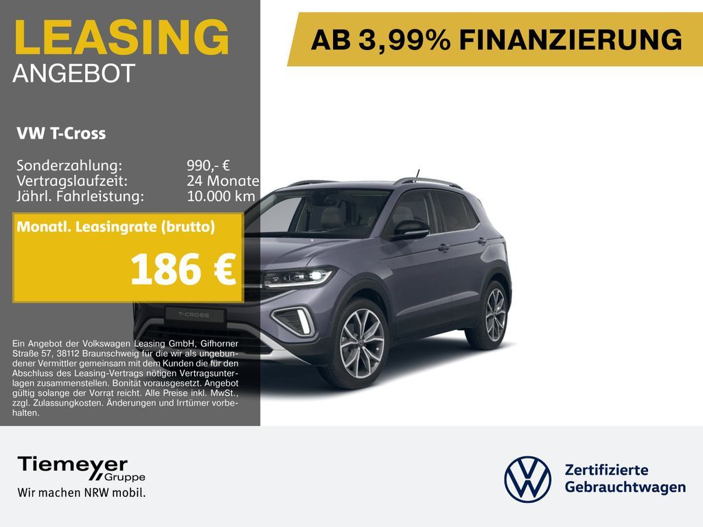 Volkswagen T-Cross 1.5 TSI DSG STYLE LM18 AHK KEYLESS KAMER Leasing