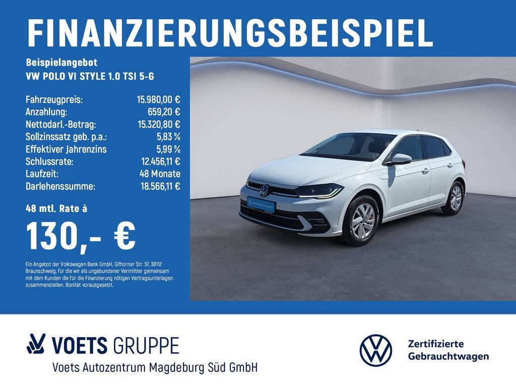 Volkswagen POLO VI STYLE 1.0 TSI 5-G IQ-LIGHT+NAVI+ACC+PDC Leasing