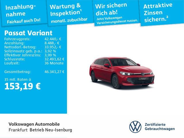 Volkswagen Passat Variant 1.5 TSI eHybrid ELEGANCE AHK+DCC+ Leasing